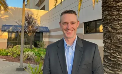 Steve Gray, Watsonville Community Hospital CEO, standing outside the hospital